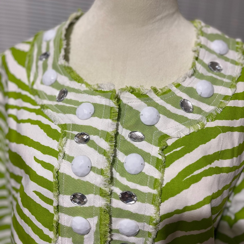 Berek Size Xl Lime Green & White Zebra Cotton Bea… - image 2